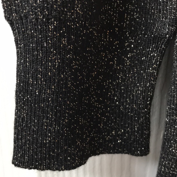 Loft black w silver metallic knit long sleeve sweater dress NWT - Picture 4 of 7